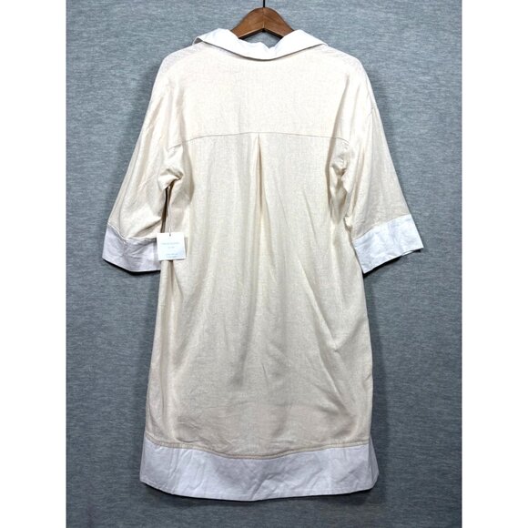 Cynthia Rowley Womens‎ Dress S Beige White Linen Blend - Picture 7 of 7